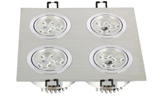 LED 12W 開孔178x178mm射燈 燈珠貼片LED 四頭格柵射燈